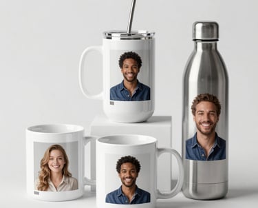 A personalized ceramic mug with a colorful, heartfelt design glowing in morning light.