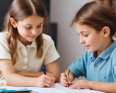 Child engaged in a one-on-one speech therapy session in a bright, cozy room.