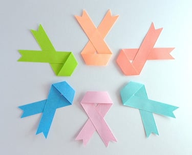 Womens ribbons projecting cancer awareness