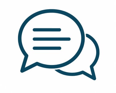 Blue speech bubble icons representing online chat, customer support, and communication services.