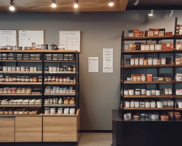 Close-up of hands adjusting pricing tags on products.