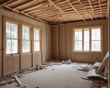 A sleek workspace featuring a laptop displaying a modern website interface with navy and electric blue accents.