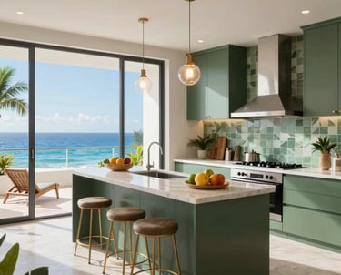 Bright, modern kitchen with custom cabinetry and sleek countertops.