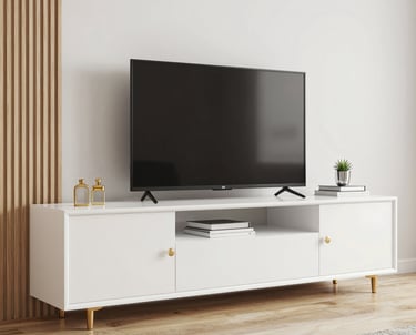 A sleek modern kitchen featuring custom cabinetry and smooth PVC panels.