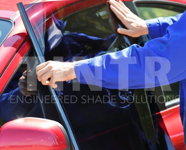 Professional mobile car window tinting installation using nano ceramic film