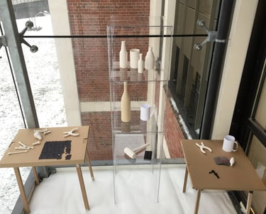 Recollection, Stripping the objects and furniture down to their archetypes in unusual materials. 