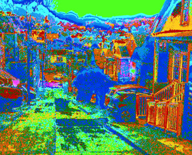 a glitched image of a san francisco street