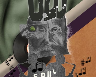 Photoshop digital art piece featuring the upper part of an older man’s bearded face all in greyscale.