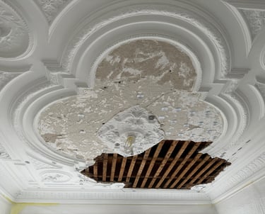 Ornamenten plafond restauratie in Den Haag