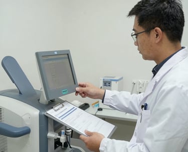 A caring nephrologist consulting with a patient in a bright, modern clinic room.