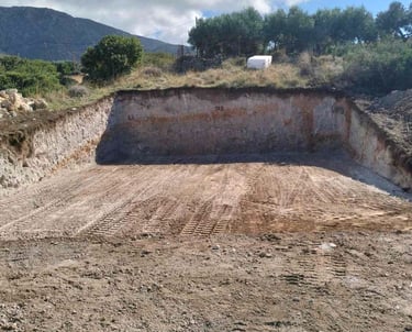 Foundation excavation at construction site