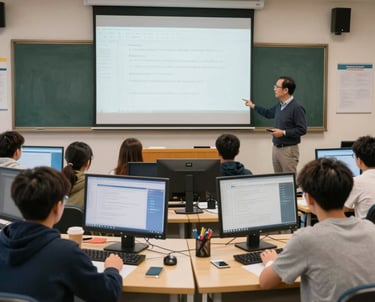 teaching session using powerpoint and computers