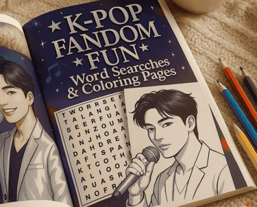 K-Pop Coloring Book, Stress Relief Activity, Dual Activity Book, Relaxation Gift