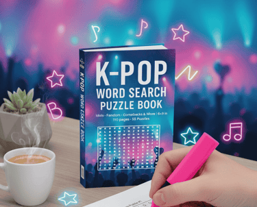 K-Pop Word Search, Unofficial Fandom Puzzles, Idol Activity Book,Hallyu Wave Games
