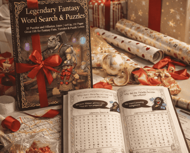 Fantasy Word Search for Adults, D&D Puzzle Book, RPG Activity Book, Travel Games for Gamers, Brain