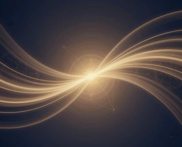 Soft glowing golden light waves enveloping a serene figure in meditation.