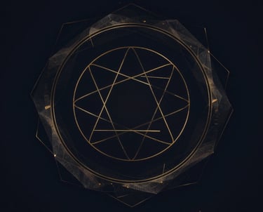 A dark, elegant celestial chart with subtle gold lines tracing astrological symbols.
