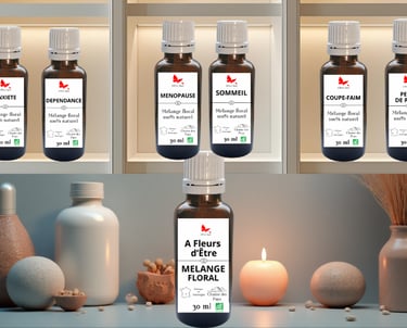 Mélanges floraux personnalisés aux Fleurs de Bach et élixirs locaux par Sylvie Salvazes à Job.