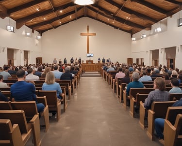 Photo of the congregation during a lively worship service at First Southern Baptist Church in Chino Valley.