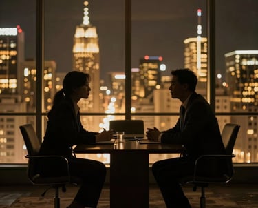 A scientist filming a nature documentary in a misty forest at dawn.