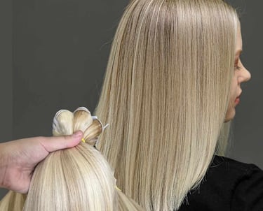 Hell blonde Weft tressen gesträhnt