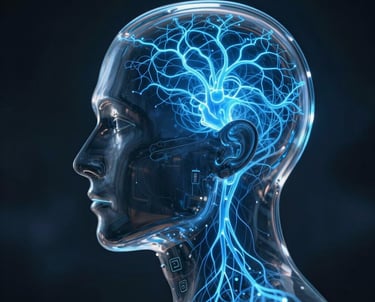 Glowing emerald green and gold 3D financial graphs intertwining against a dark navy blue gradient.