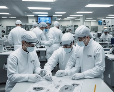a group of people in white lab coats and white coats
