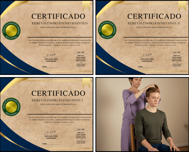Certificados de Reiki Usui Ryoho para cada nivel desde inicial a maestría