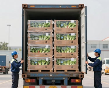 Workers carefully packing potatoes into export-ready crates.