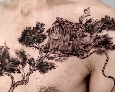 fine line illustrativo tattoo LaGringa tattoo artist