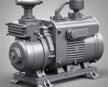 Technician repairing an industrial rotary pump in a factory setting.