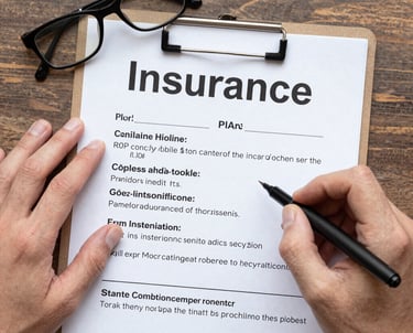 A friendly agent discussing health and life insurance options with a client in a bright office.