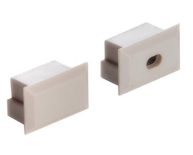 Tapones finales: terminales de plástico resistente en blanco, gris o negro.