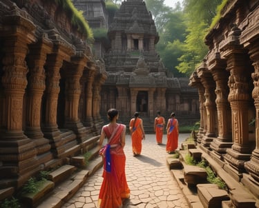 A vibrant collage showing India's cultural festivals, scenic landscapes, and happy travelers.
