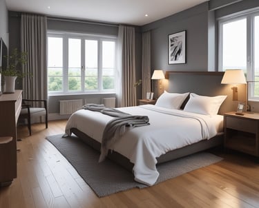 A friendly concierge handing over keys to happy guests at a cozy Pau apartment.