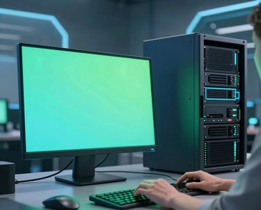 A sleek digital shield symbolizing robust AI security in a futuristic office setting.