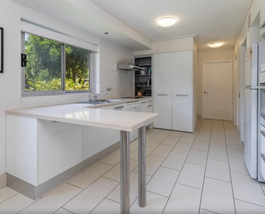 Full Kitchen, Stove, oven Dishwasher, Fridge and Hidden Laundry.