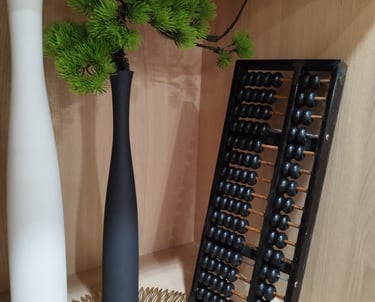 abacus with two vases