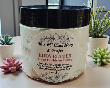 Handmade organic body butter with shea butter and mango butter, natural skin moisturizer made in Mon