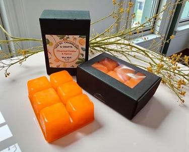 Small batch Charred Cedar and Spice wax melts with warm woodsy scent, handmade wax melts from Kalisp