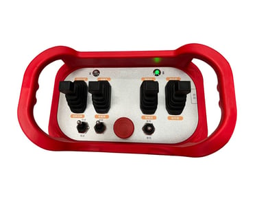 Loader crane Wireless Remote Control in red and black color scheme, equipped with four buttons.
