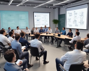 A digital rendering of an electronic circuit board, with a central black chip featuring the text 'CHAT GPT' and 'Open AI' in gradient colors. The background consists of a pattern of interconnected triangular plates, illuminated with a blue and purple glow, adding a futuristic feel.