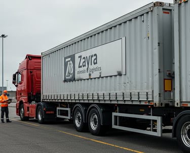 a man standing next to a truck with a trailer