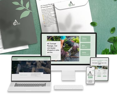 Maquette identité visuelle et supports print AC Concept Paysage – BenRaff Studio