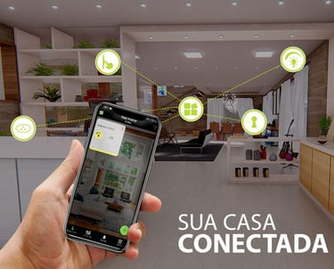 Telefone conectado a aparelhos inteligentes.