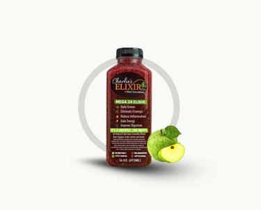 a bottle of juice with a lime leaf