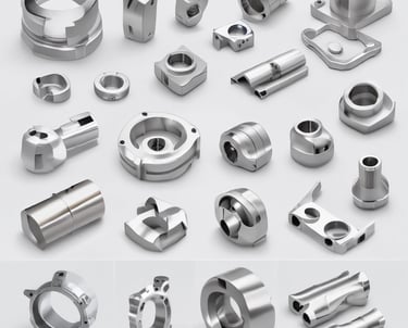 An industrial facility with a large metal structure featuring tall towers and connecting pipes. The building in the foreground is constructed from white-painted bricks and has a metal roof. Surrounding the area are trees and grass, while power lines stretch across the sky.