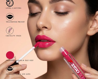 a woman with long hair and a lippy