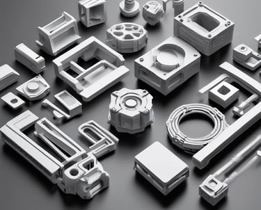 Several 3D printers are lined up on a wooden table, each actively engaged in printing blue cylindrical objects. The machines appear modern, with visible wiring and components, and the work environment suggests a focus on technology and innovation.