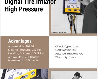 Martins MW-64HP Digital Tire Inflator High Pressure 232 Psi